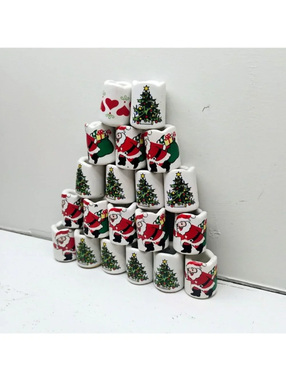 Vtg Lot of 20 Mini German Ceramic Porcelain Miniature Candle Holders Christmas